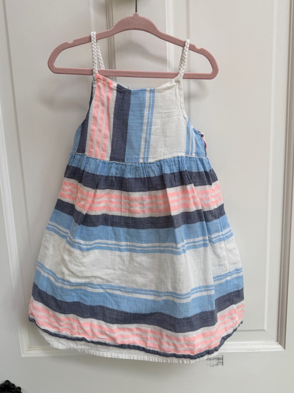 Crazy 8 Girls 5T Striped Halter Dress Sundress- Blue, Pink & White